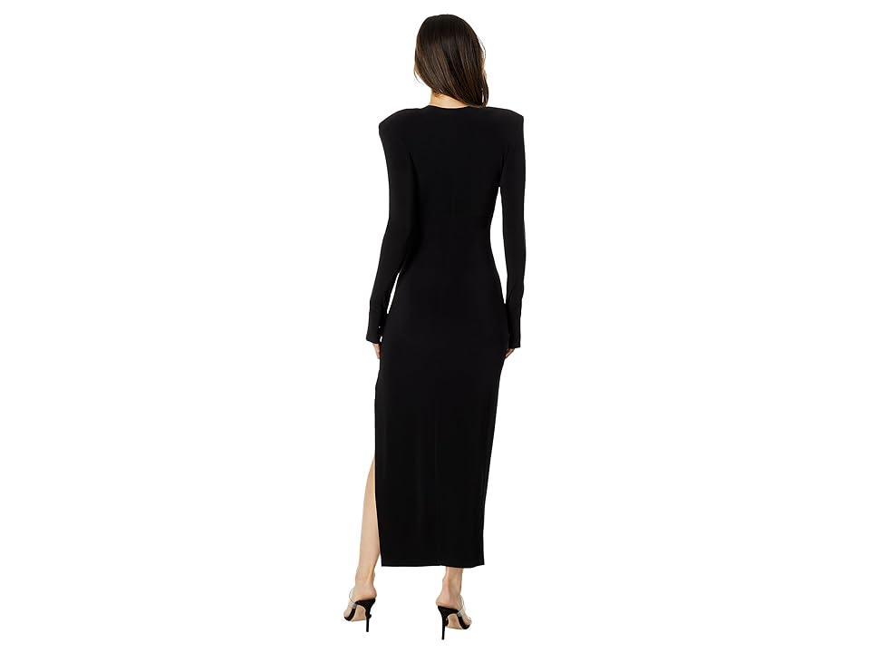 Norma Kamali Long Sleeve Shoulder Pad Side Slit Gown Size L, M, S, XL, XS. Product Image