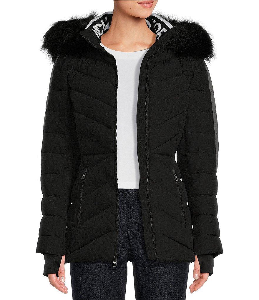 MICHAEL Michael Kors Active Faux Fur Trim Stand Collar Quilted Puffer Coat Product Image