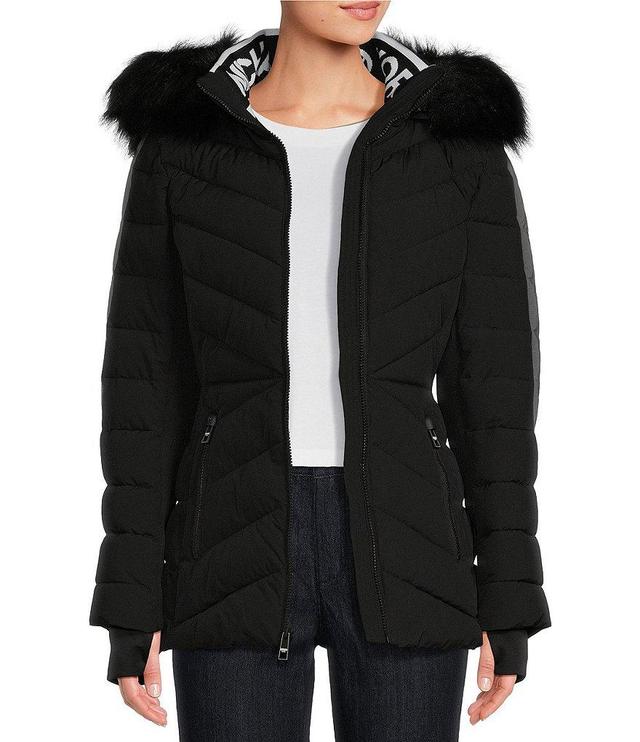 MICHAEL Michael Kors Active Faux Fur Trim Stand Collar Quilted Puffer Coat Product Image