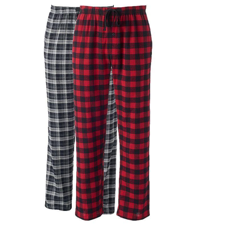 Mens Hanes 2-pk. Plaid Flannel Pajama Pants Blue Product Image