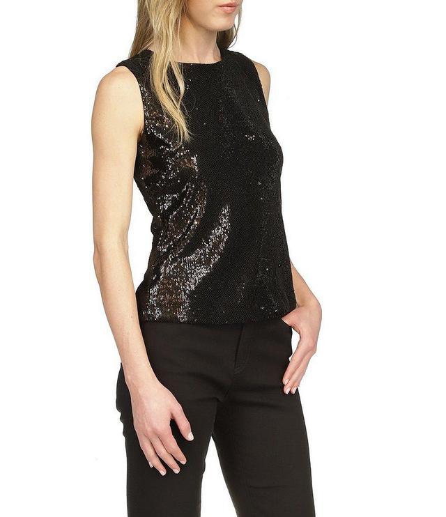 Michael Kors Sequin Crew Neck Sleeveless Tank Top Product Image