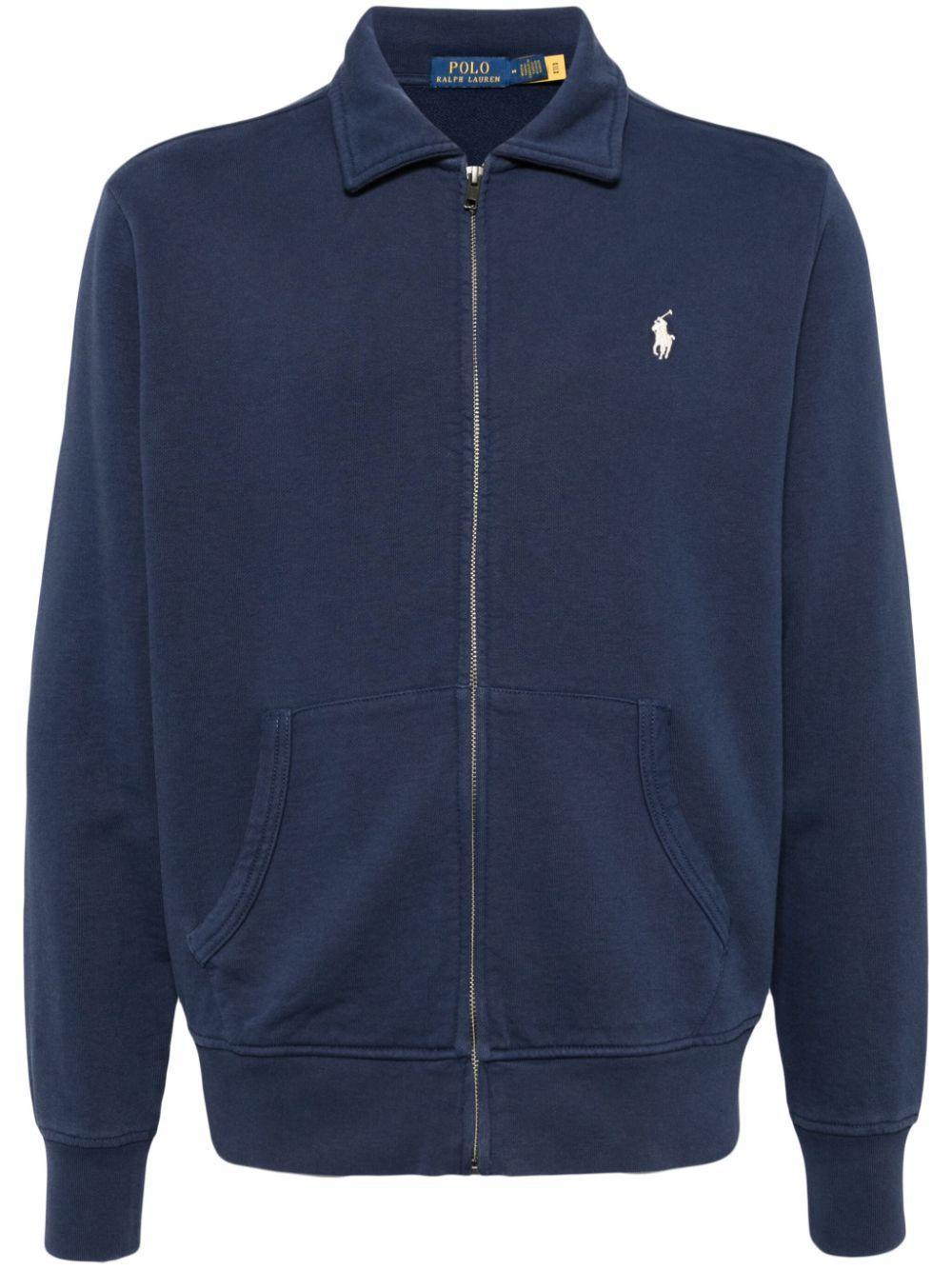 POLO RALPH LAUREN Embroidered-logo Zip-up Sweatshirt In Blue Product Image