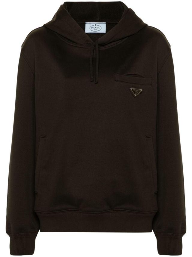 Triangle-logo Cotton Hoodie In Brown Product Image