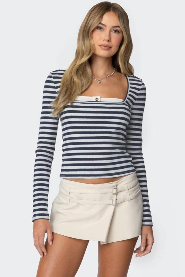 Buttoned Up Layered Striped Top Product Image