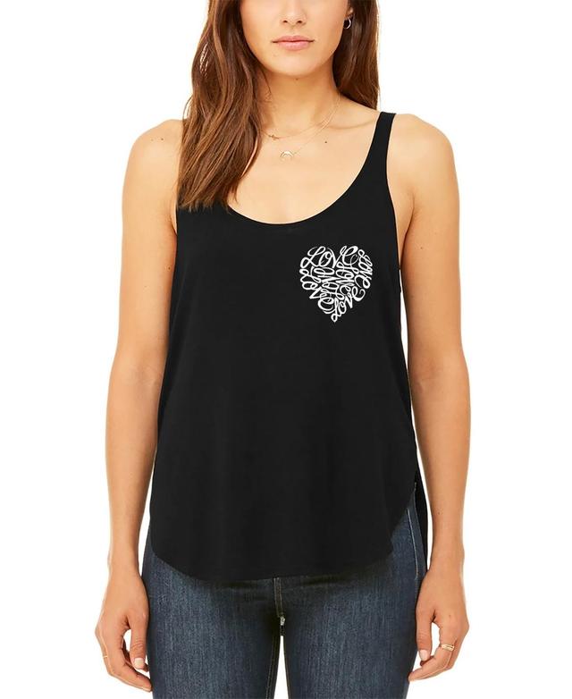 La Pop Art Womens Premium Word Art Cursive Heart Flowy Tank Top Product Image