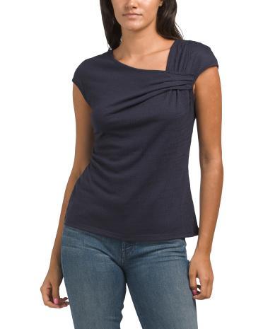 Cap Sleeve Top With Neck Detail for Women Product Image