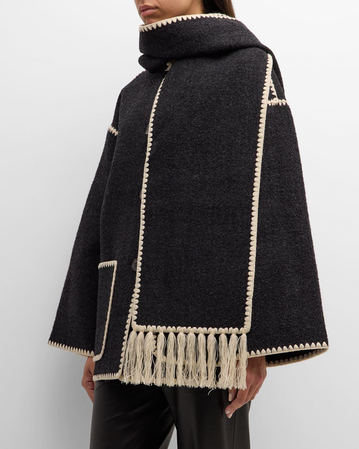 TOTEME Chain Stitch Wool Blend Scarf Jacket Product Image