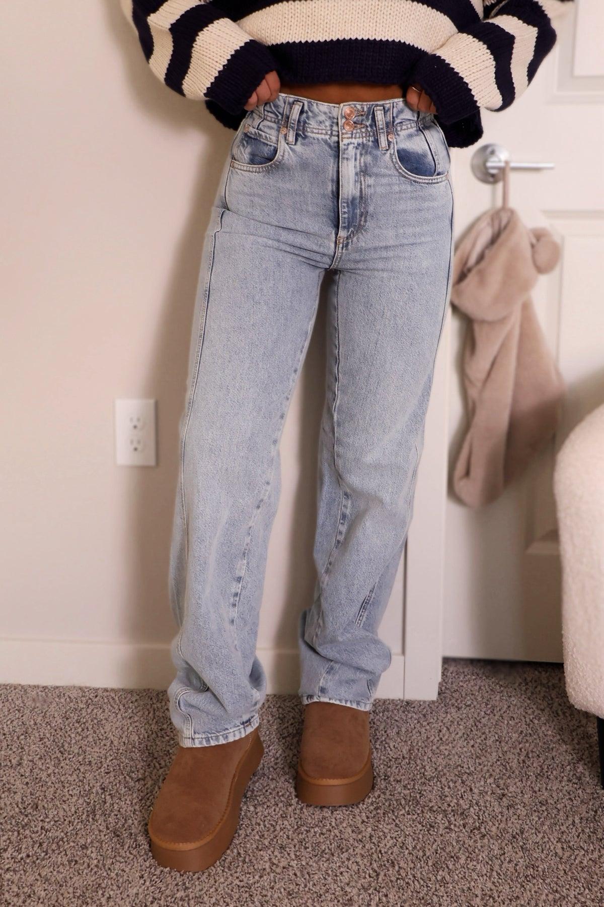 Free People Light Wash Aster Straight Leg Jeans Product Image