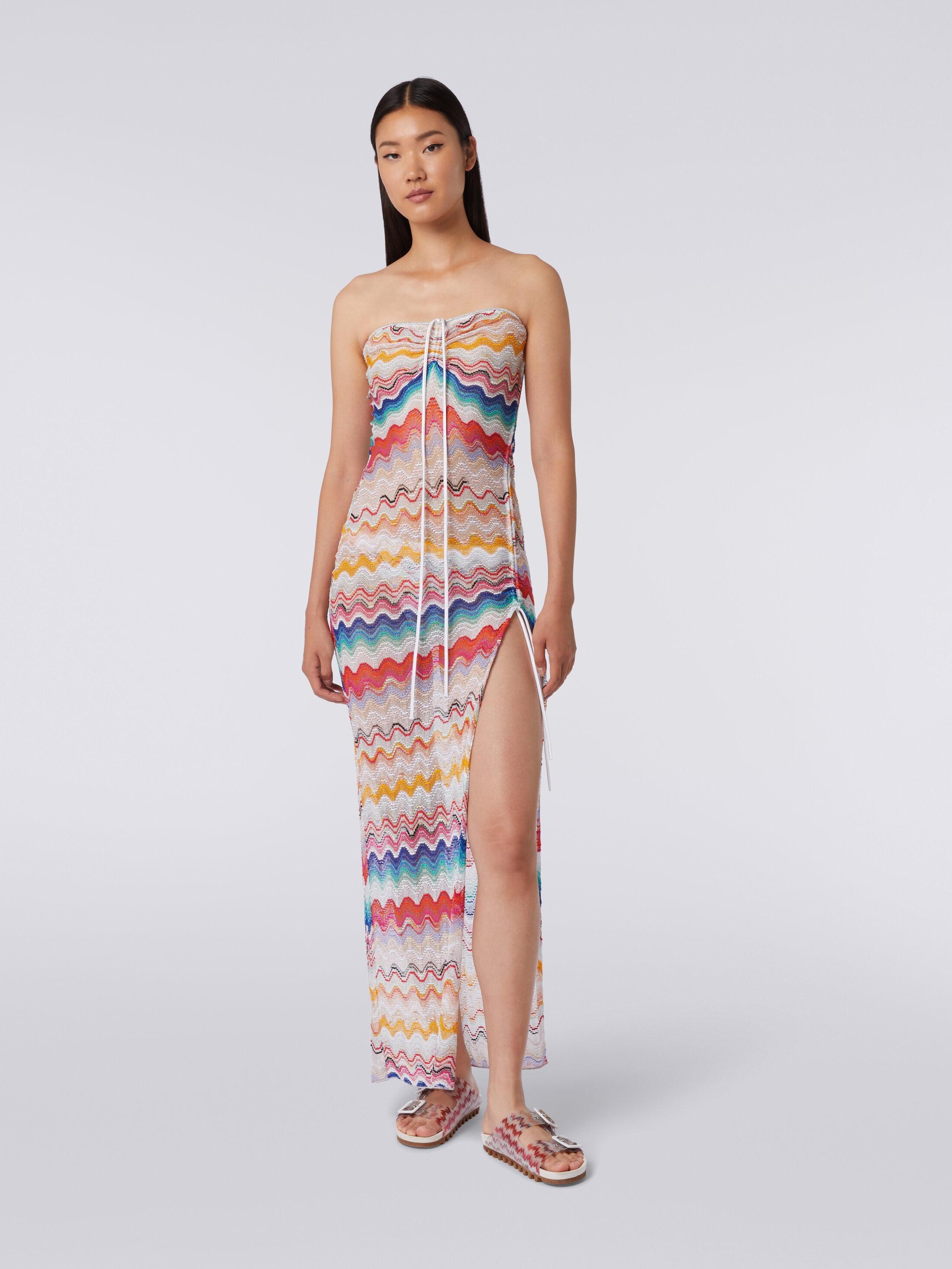 Long cover up dress in wave motif crochet Product Image