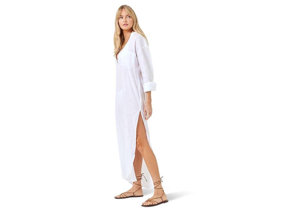 LSPACE Capistrano Long Sleeve Linen Cover-Up Tunic Dress Product Image