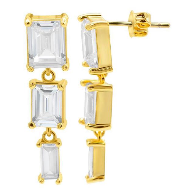 Adornia 14k Gold-Plated Rectangle Crystal Triple Drop Earrings Product Image