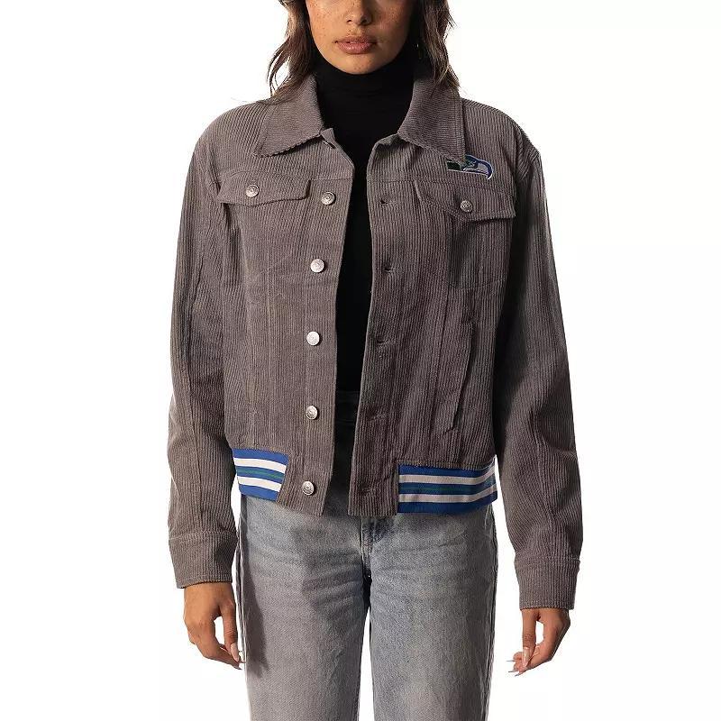 Womens The Wild Collective Seattle Seahawks Corduroy Button-Up Jacket Product Image