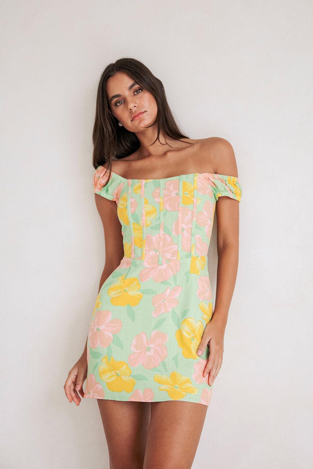 Tillie Dress - Rose Fill Green Product Image