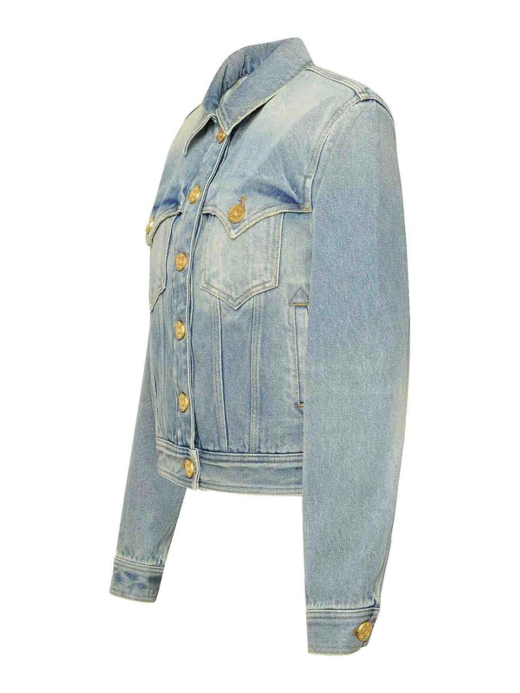 BALMAIN Blue Cotton Jacket Product Image