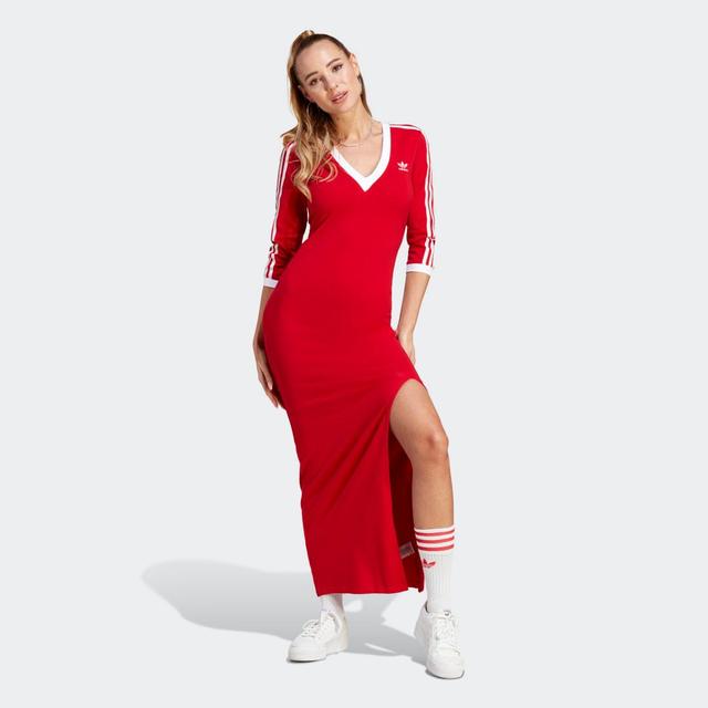 adidas Adicolor Classics 3-Stripes Maxi Dress Better Scarlet M Womens Product Image