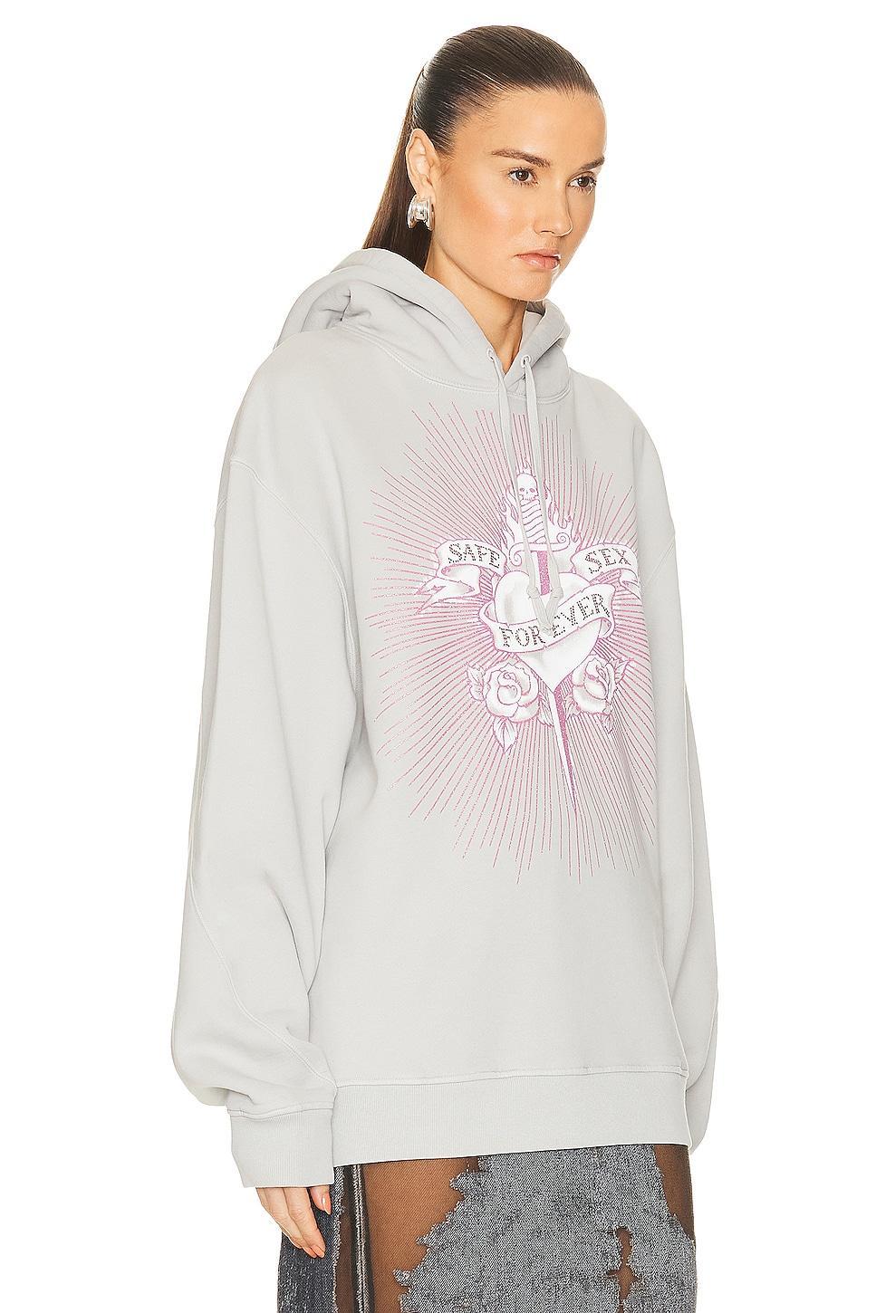 Jean Paul Gaultier Printed Safe Sex Tattoo Oversize Hoodie in Grey Product Image