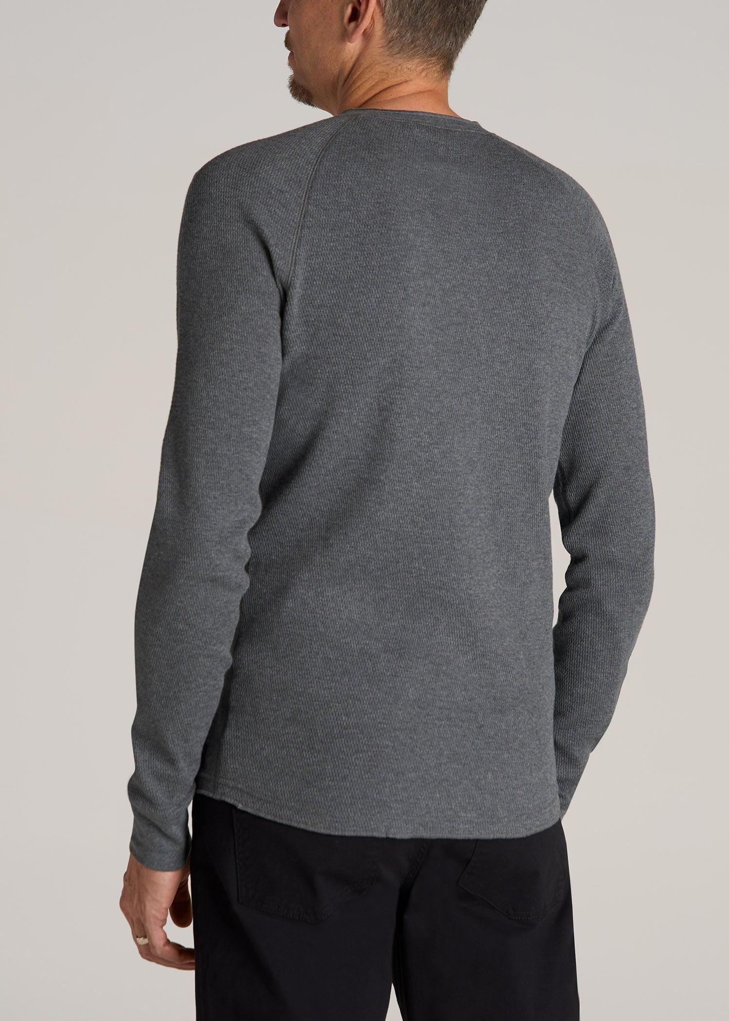 Double Honeycomb Thermal Long-Sleeve Henley Shirt for Tall Men in Charcoal Mix Male Product Image