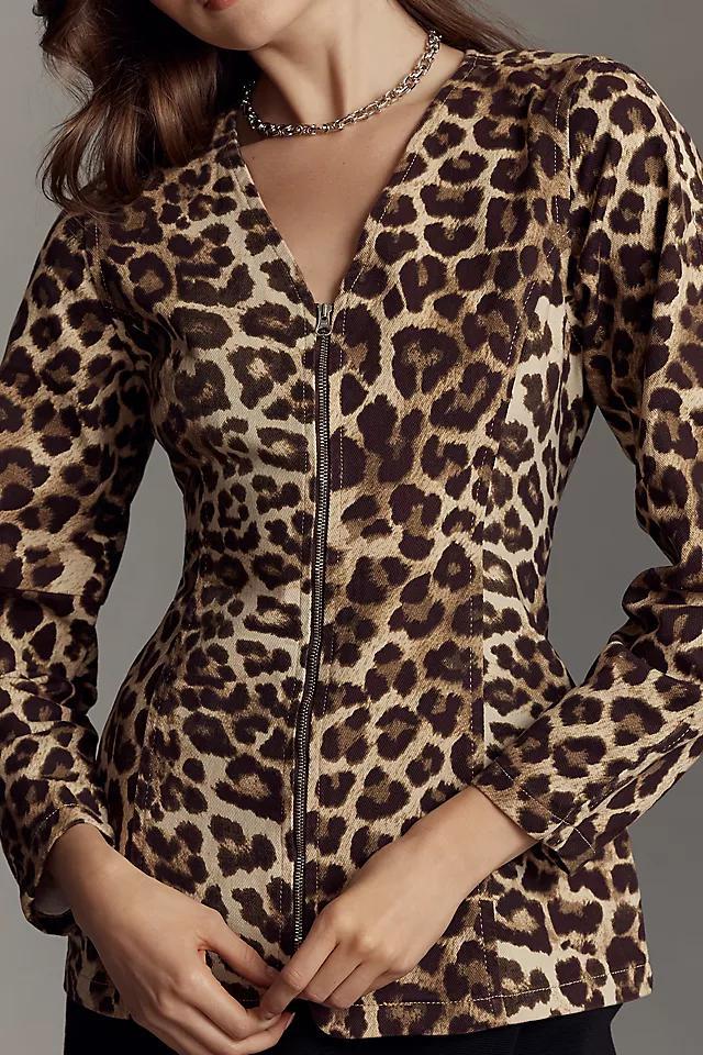 ALIGNE Toni Leopard-Print Denim Jacket Product Image