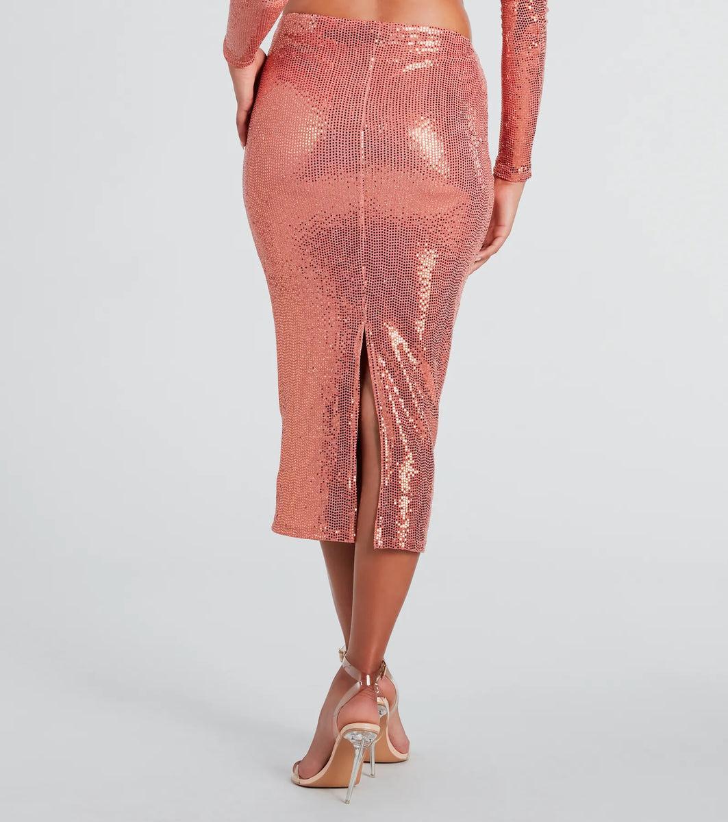 Enticing Sparkle Sequin Midi Skirt Product Image