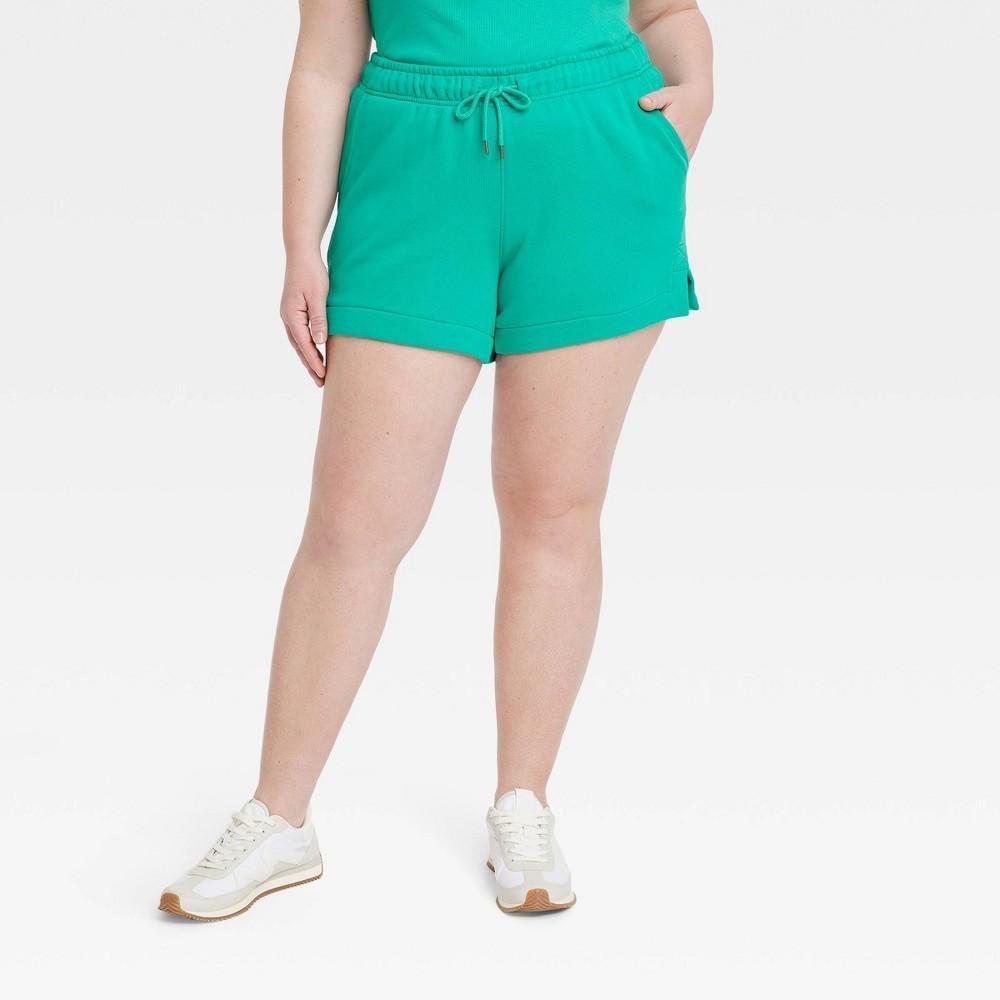 Womens Mid-Rise Fleece Shorts - Universal Thread Emerald 4X Product Image