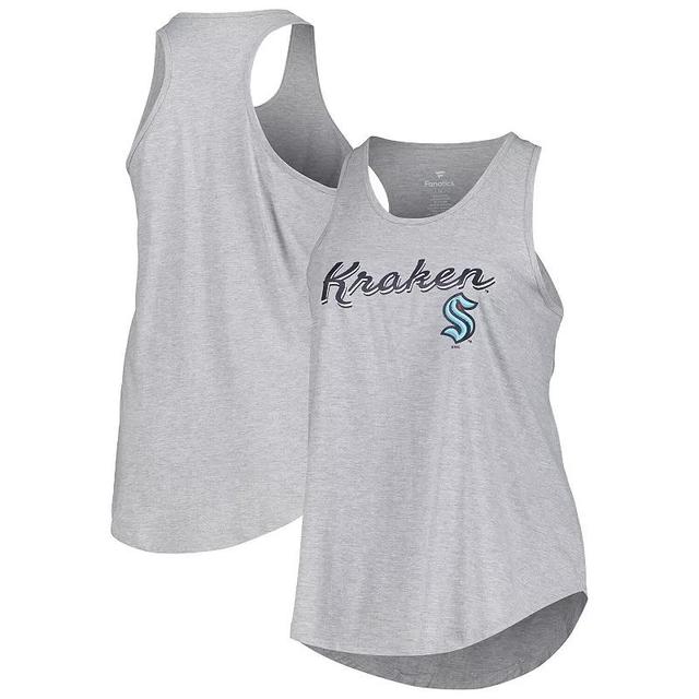 Womens Fanatics Branded Heather Gray Seattle Kraken Plus Size Racerback Tank Top Product Image