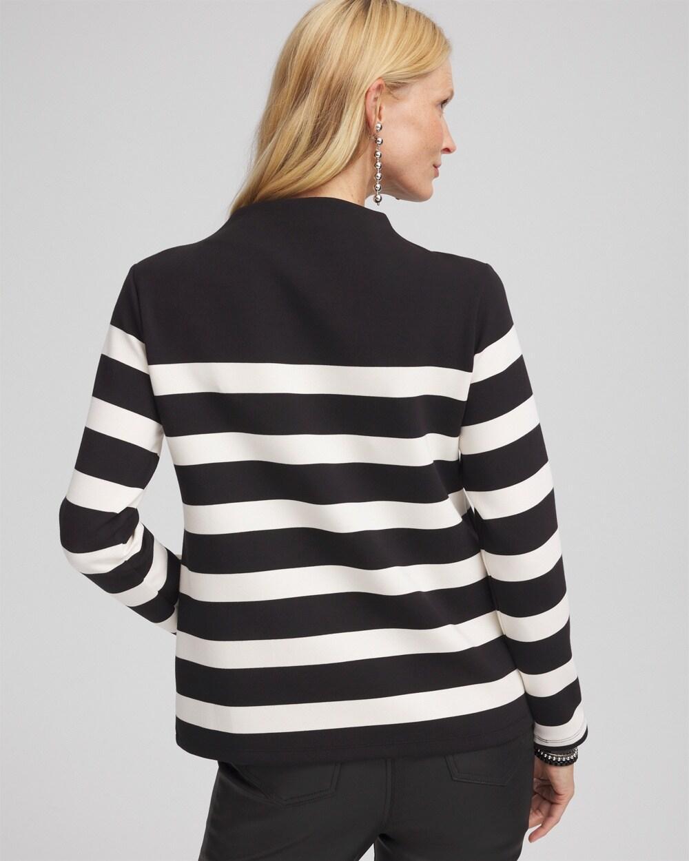 Black & White Striped Mock Neck Top Product Image