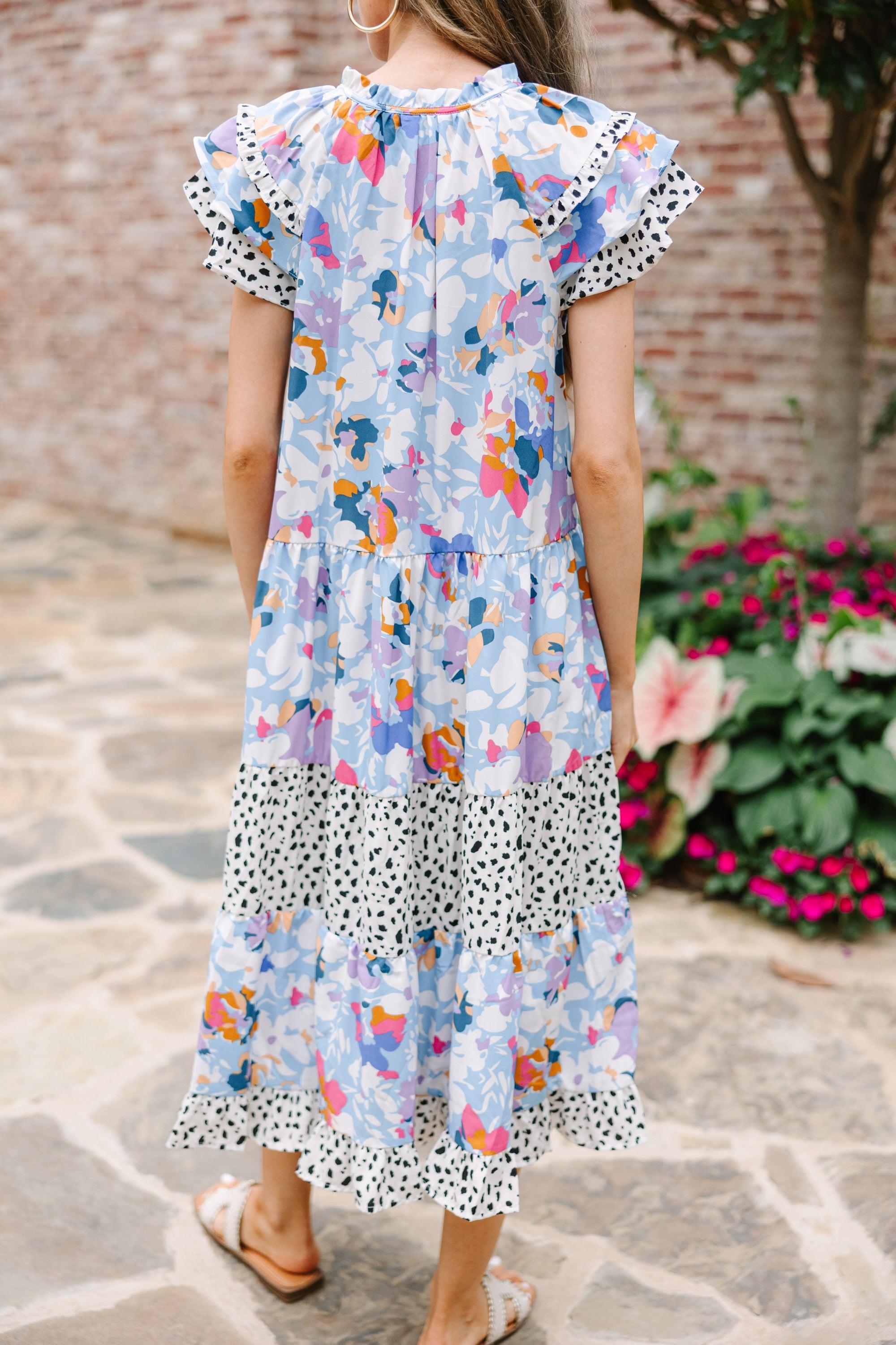 Just Right Light Blue Floral Midi Dress Female Product Image