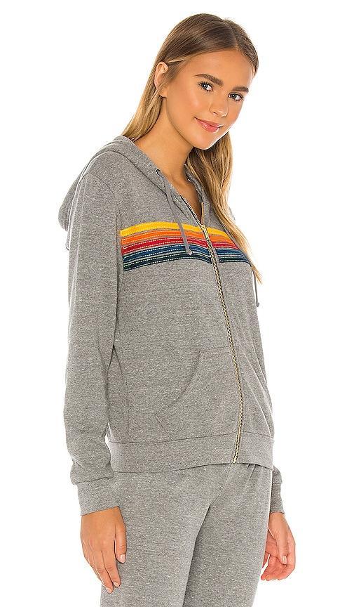 Aviator Nation 5 Stripe Zip Hoodie in Grey. - size L (also in XS, S, M, XL) Product Image