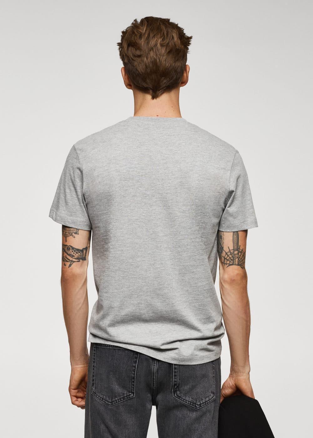 MANGO MAN - Essential cotton-blend T-shirt medium heather greyMen Product Image