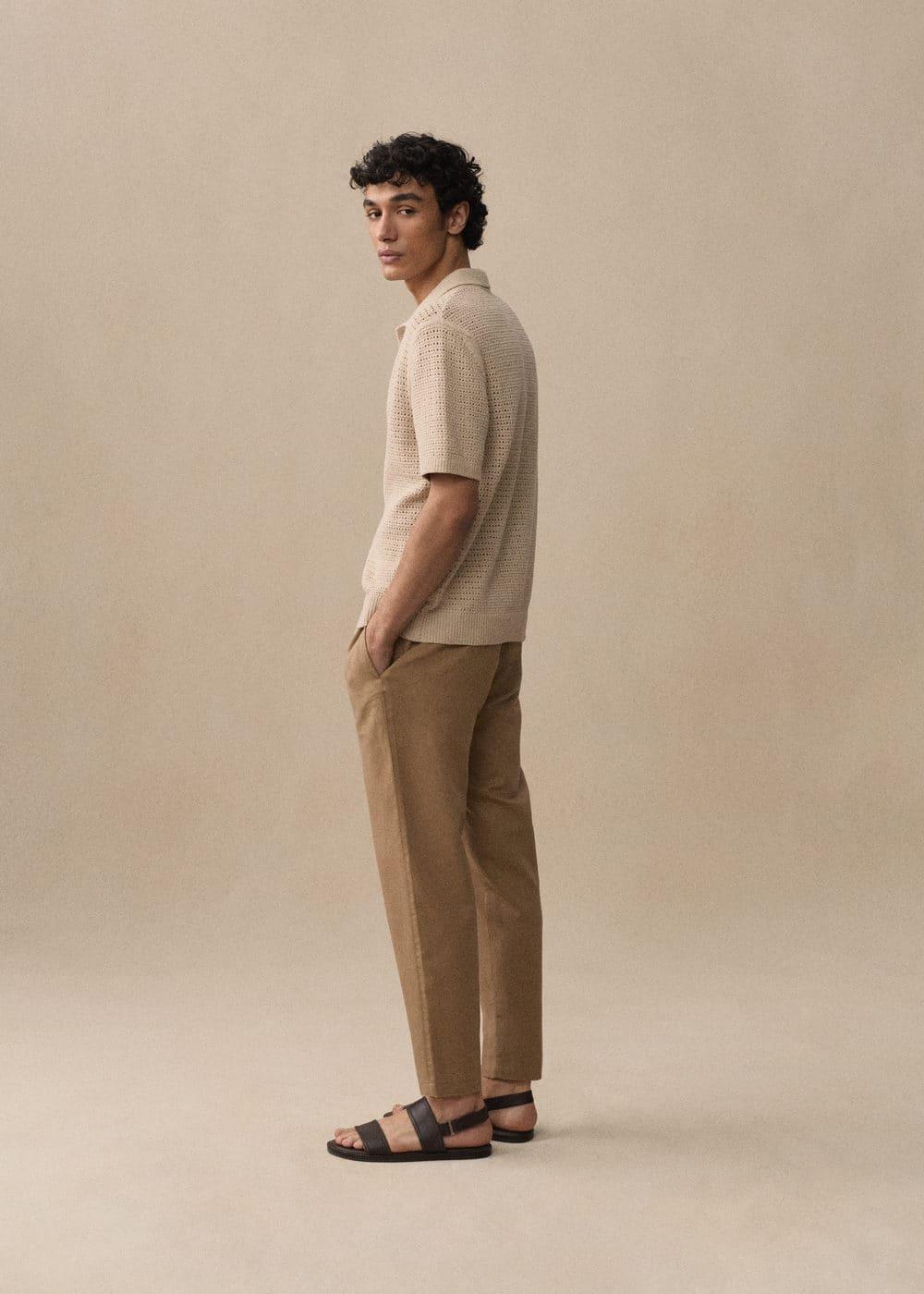 MANGO MAN - Slim-fit pants with drawstring tobacco brownMen Product Image