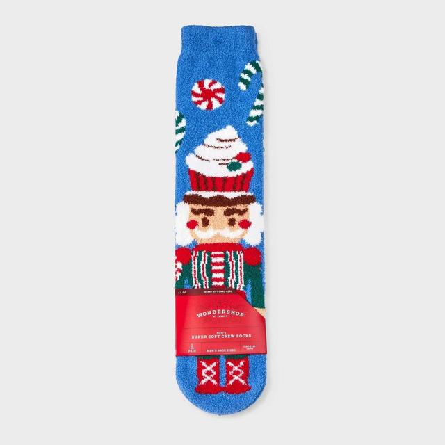 Mens Candy Nutcracker Cozy Crew Socks with Gift Card Holder - Wondershop Blue 6-12 Product Image