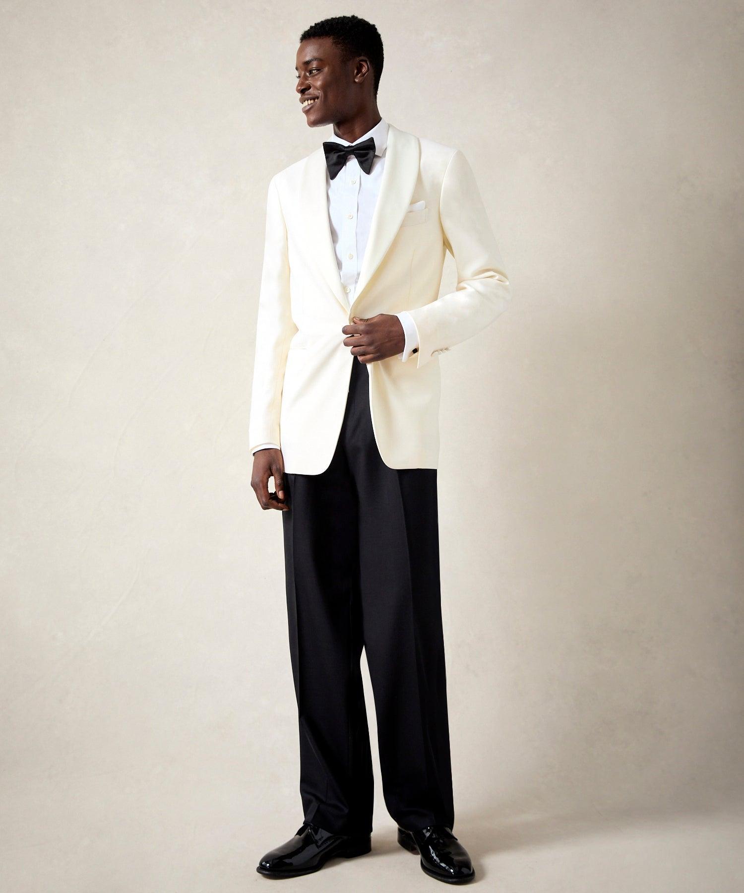 Italian Ivory Shawl Collar Tuxedo Jacket Product Image