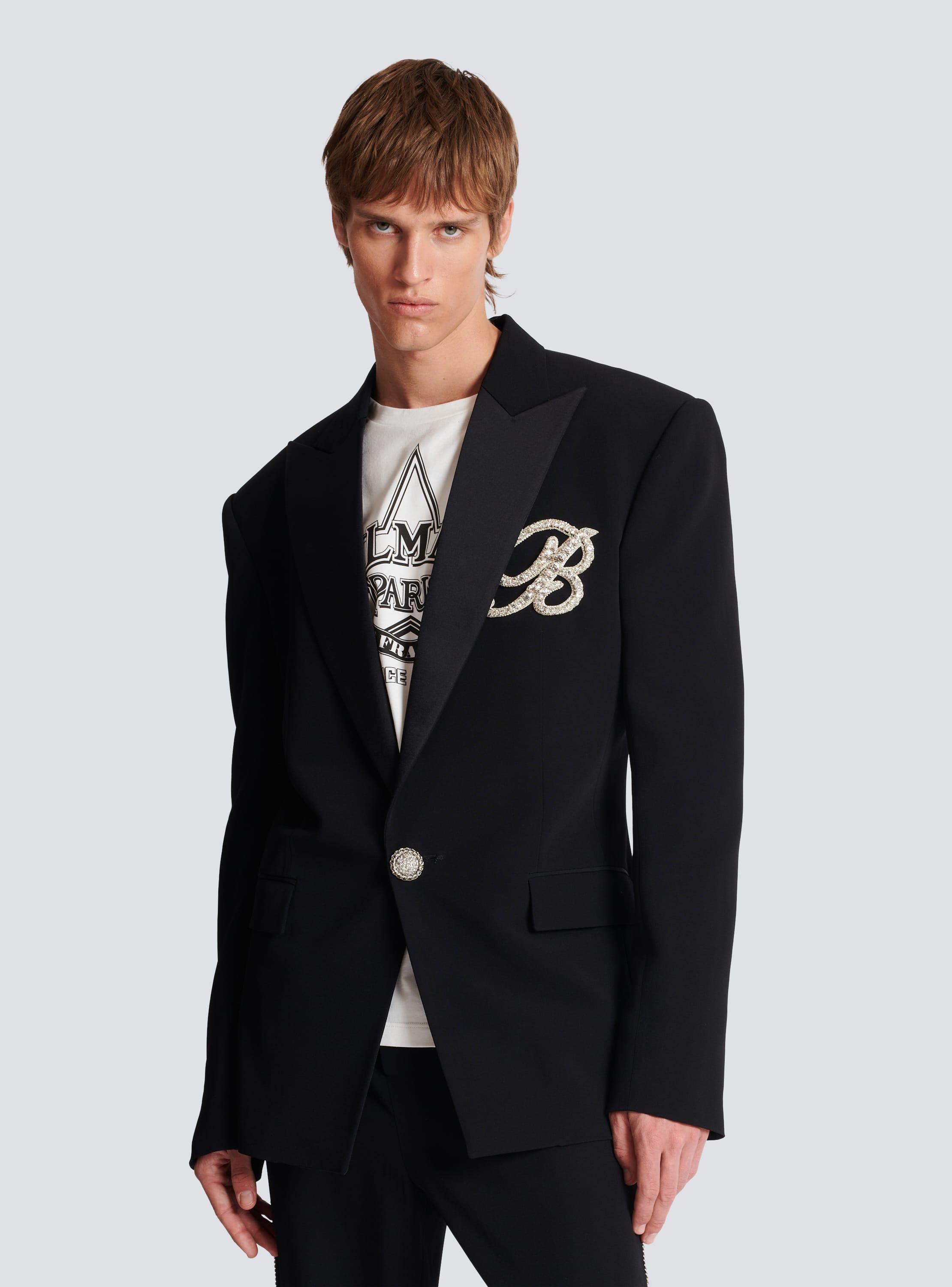 1-button crepe and satin jacket Product Image