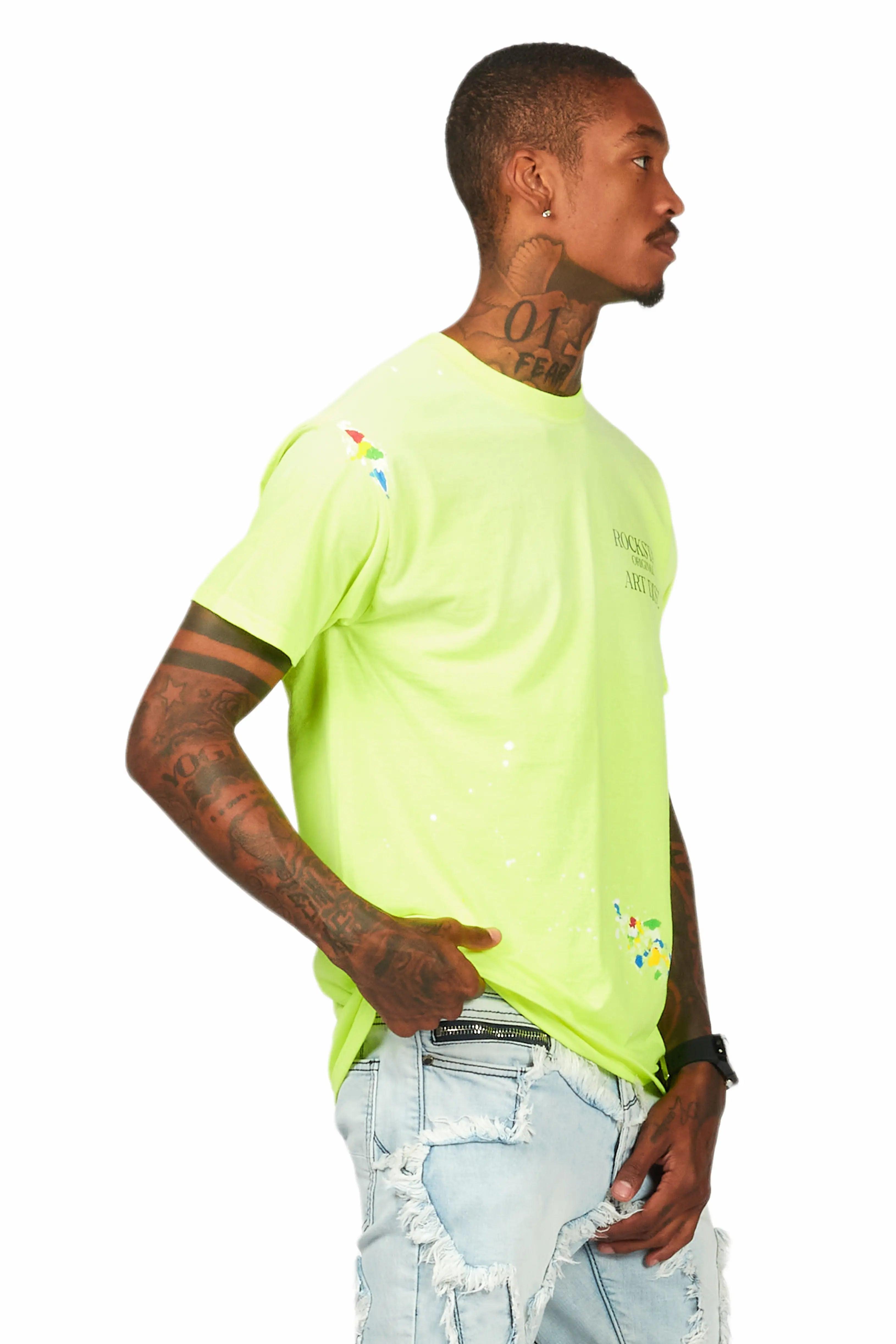 Palmer Neon Yellow Graphic T-Shirt Male Product Image