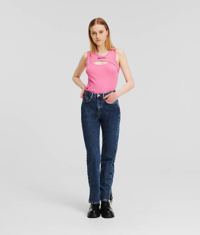 KLJ HIGH-RISE STRAIGHT JEANS WITH SPLIT HEM Product Image