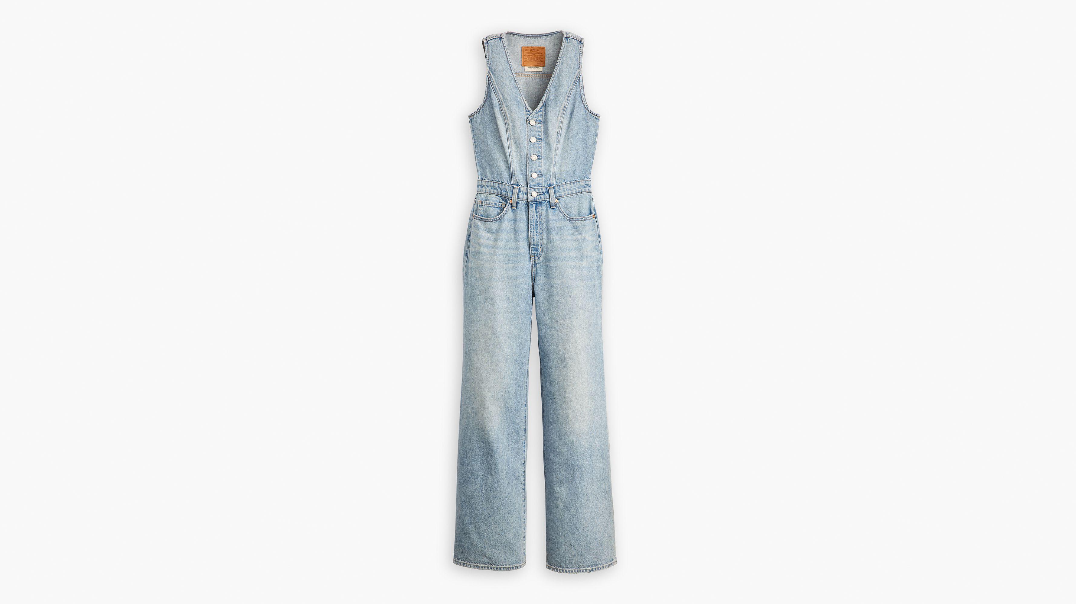 Denim Vest Wide Leg Jumpsuit Product Image