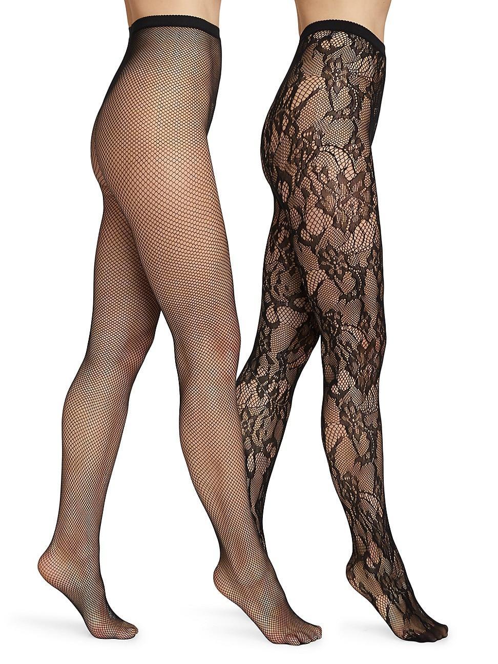 Womens Floral Lace Fishnet Tights product image