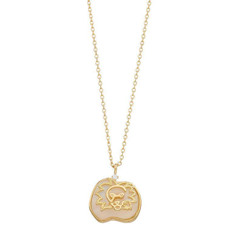 City Luxe Mother-of-Pearl & Cubic Zirconia Zodiac Pendant Necklace, Womens, Gold Product Image