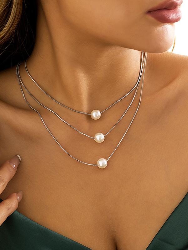 Simple Multilayer Pearl Necklaces Accessories Product Image