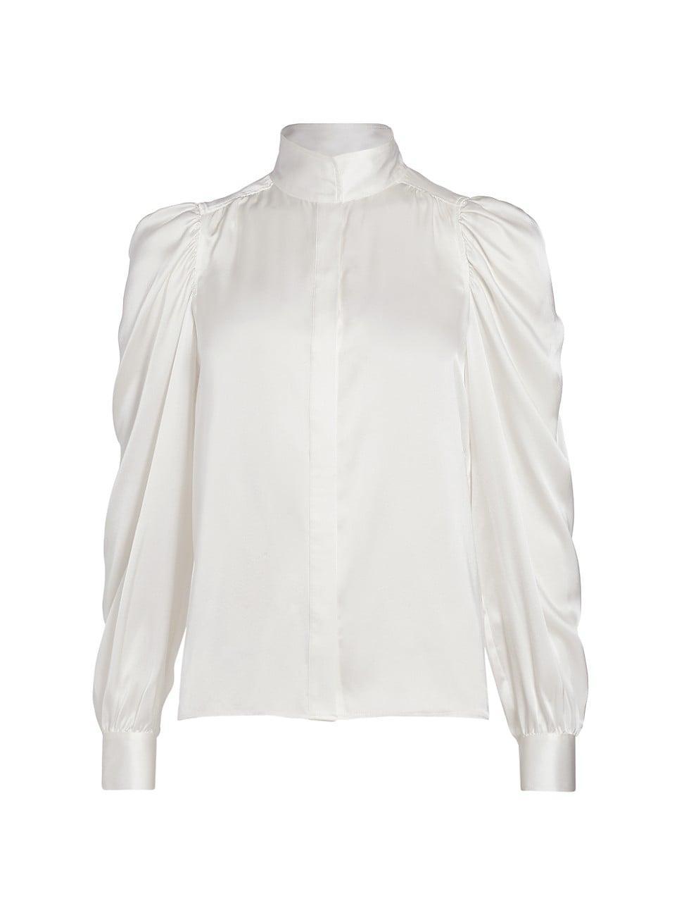 Womens Gillian Silk Puff-Sleeve Blouse product image