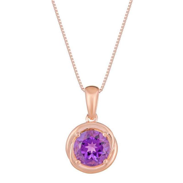 Gemminded 18k Rose Gold Plated Sterling Silver Garnet Circle Pendant Necklace, Womens Pink Tone Product Image