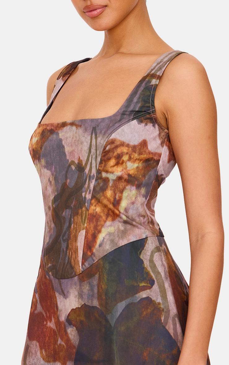 Olive Floral Corset A Line Shift Dress Product Image