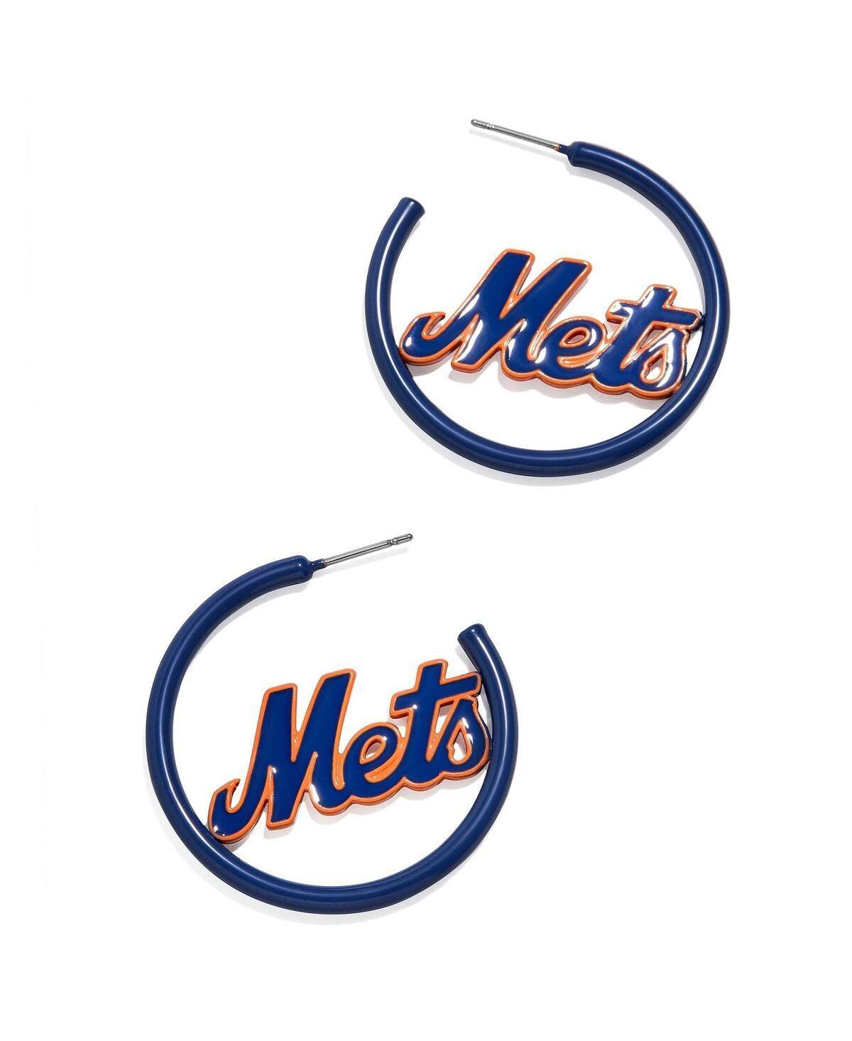 Womens Baublebar New York Mets Enamel Hoop Earrings Product Image