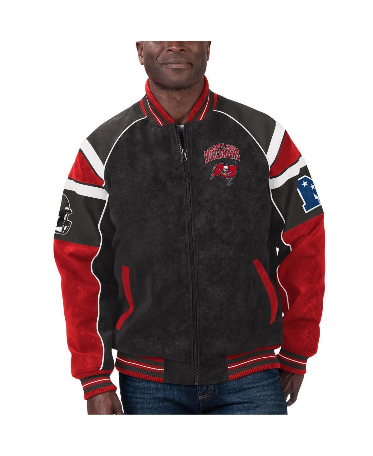 Mens G-iii Sports by Carl Banks Black Tampa Bay Buccaneers Faux Suede Raglan Full-Zip Varsity Jacket Product Image