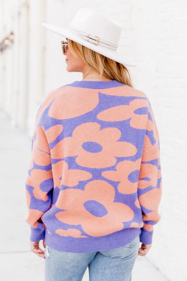 At My Best Purple And Orange Floral Sweater  FINAL SALE Product Image