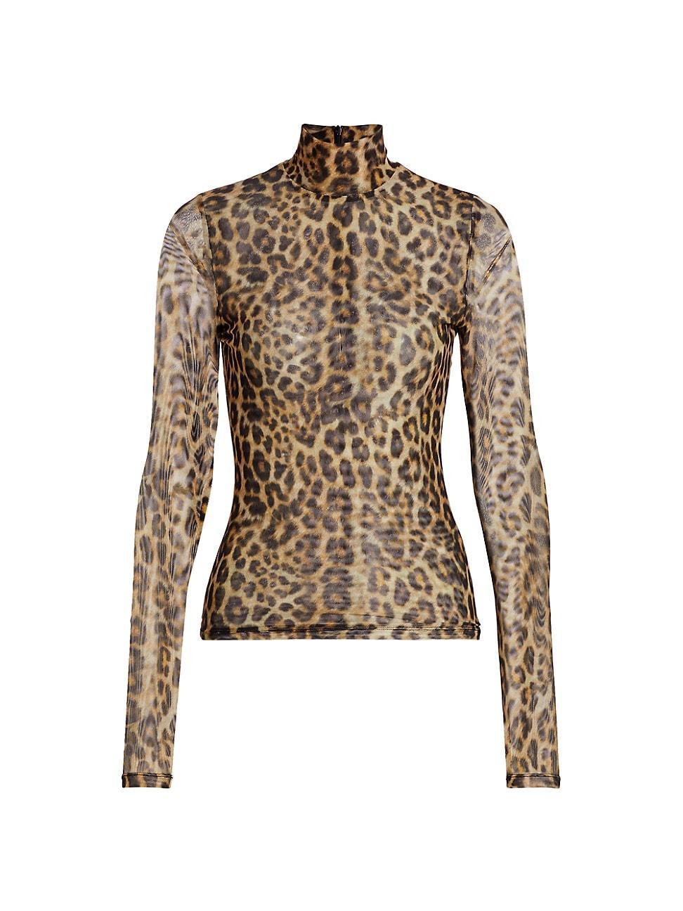 Womens Lorden Leopard Mesh Top Product Image