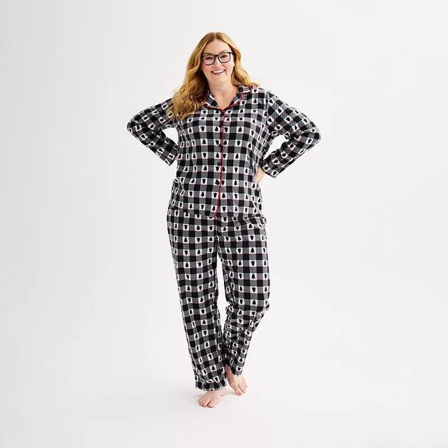 Plus Size Jammies For Your Families Fa La La Plaid Notch Pajama Top & Pajama Bottoms Set, Womens Product Image