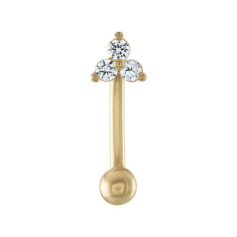 Amella Jewels 14k Gold Cubic Zirconia Dangle Belly Ring, Womens Product Image