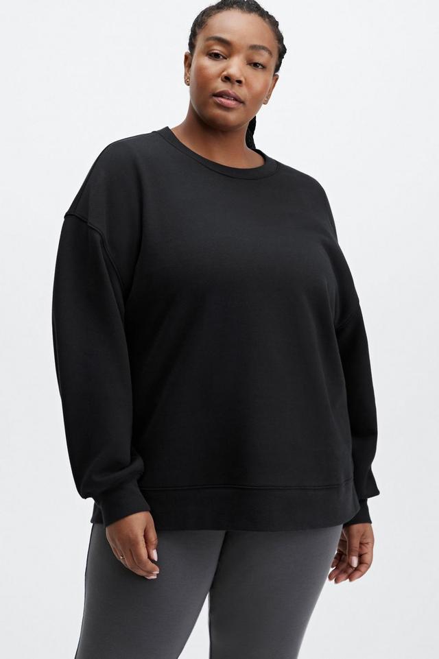 Fabletics Go-To Crewneck Sweatshirt Womens black plus Size 2X Product Image