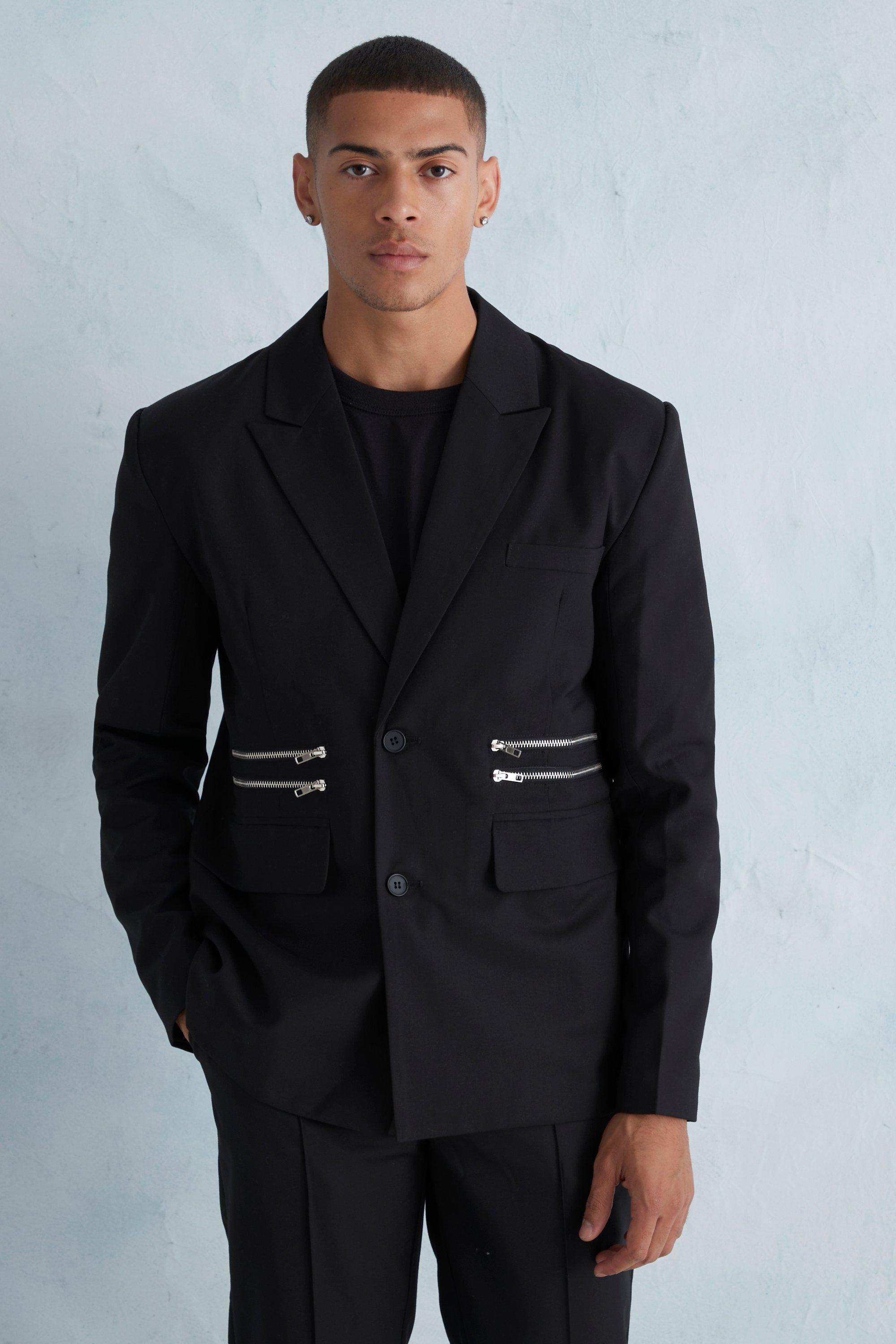 Oversized Boxy Zip Suit Jacket | boohooMAN USA Product Image